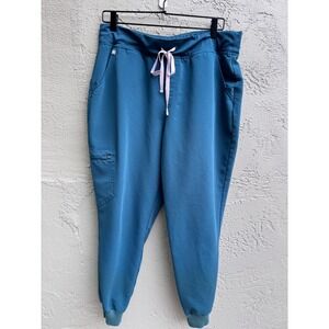 FIGS Teal Straight Leg Scrub Workwear Medical Utility Cargo Jogger Pants